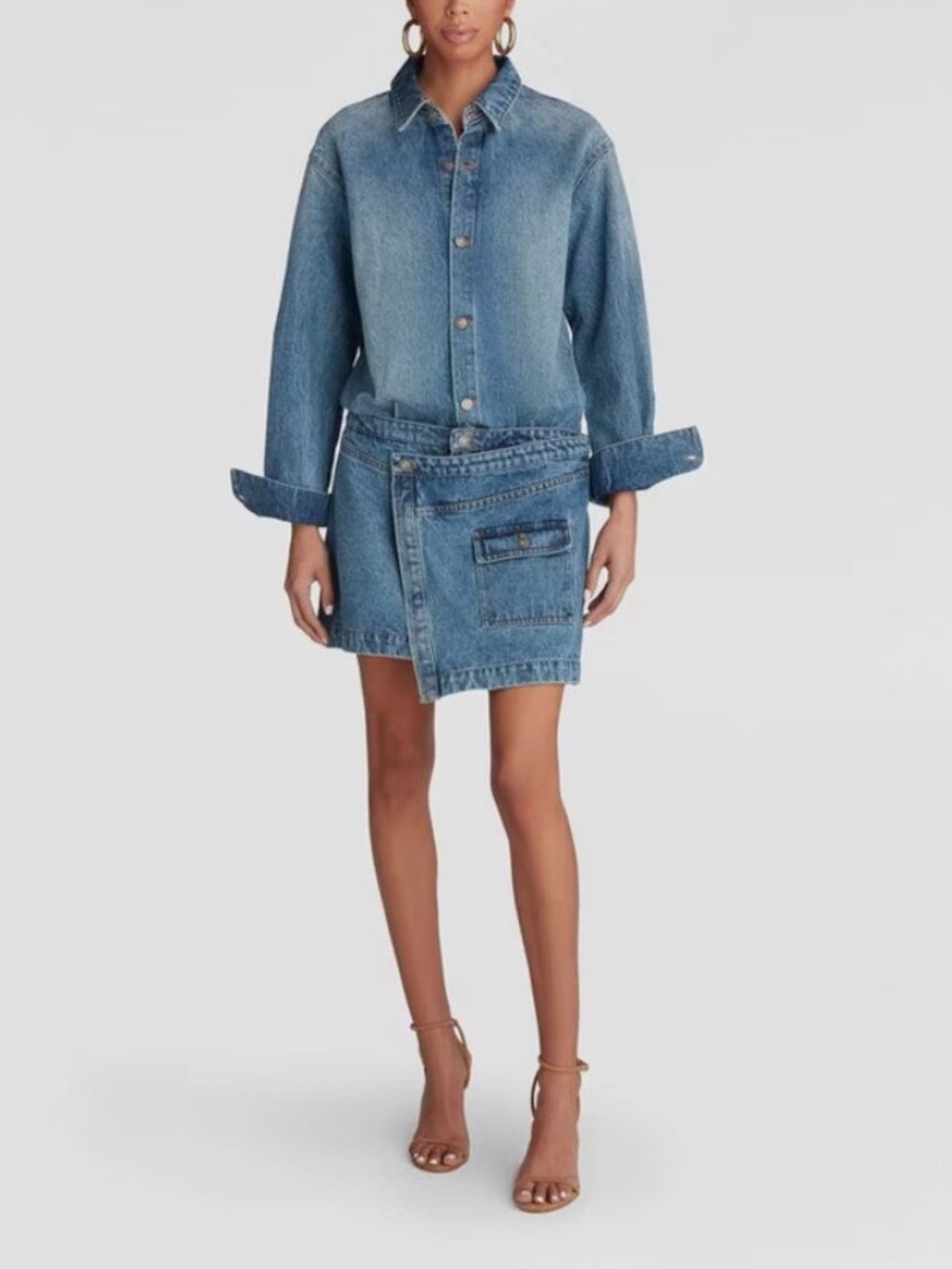KBB by Kahlana long sleeve asymmetrical denim dress